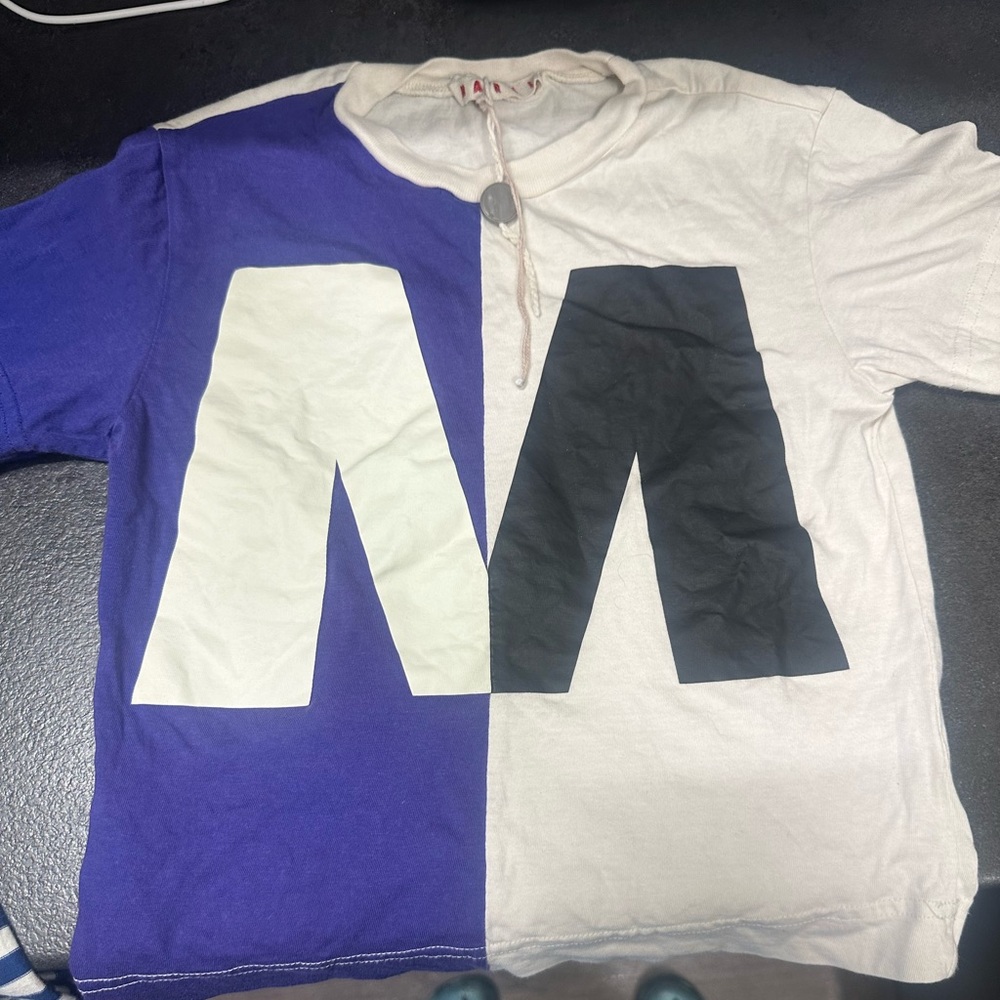 Blue and off white